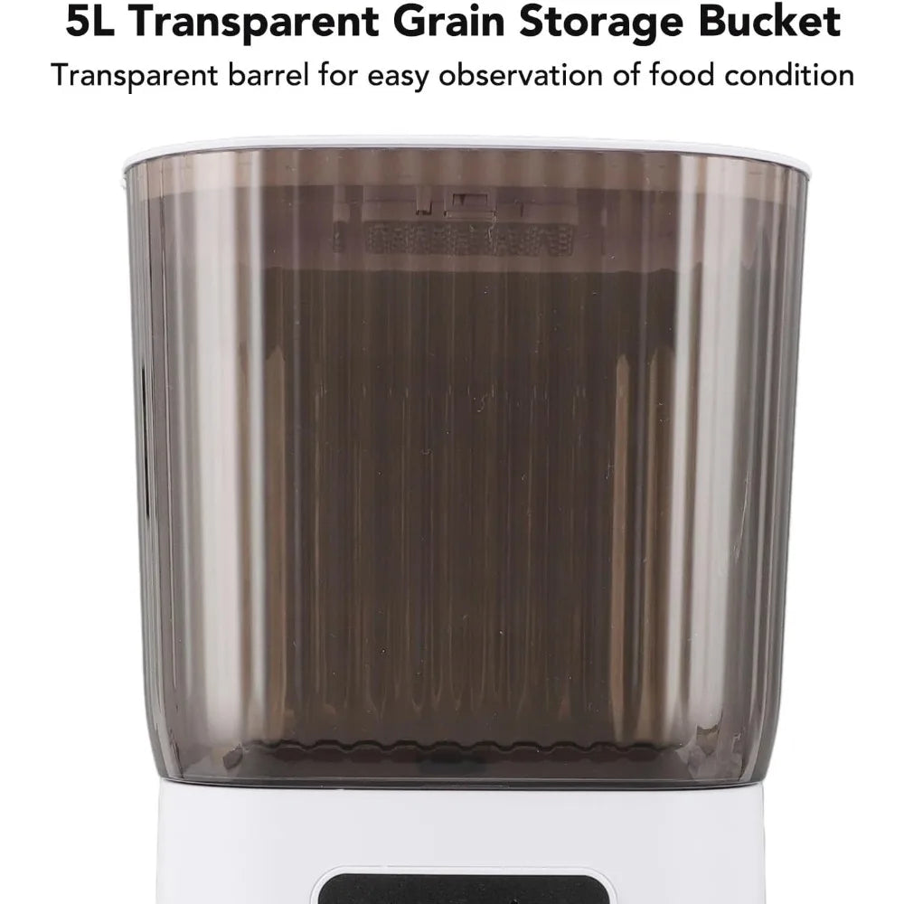 Automatic Pet Feeder 5L Capacity, Disassemble Cat Dog Feeders with APP Remote Portion Control, 2 Layer Compartment Food Bowl