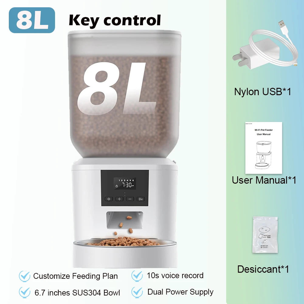 Furpipi Automatic Cat Feeder With 1080p Camera WiFi 8L Easy-clean Smartlife Tuya APP Remote Control Pet Dog Cat Kibble Dispenser