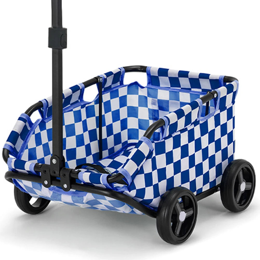 Folding Travel Pet Cart 4 Wheels Rolling Cat Carrier Pet Carriage Lightweight Folding Trolley for Travelling Shopping Walking