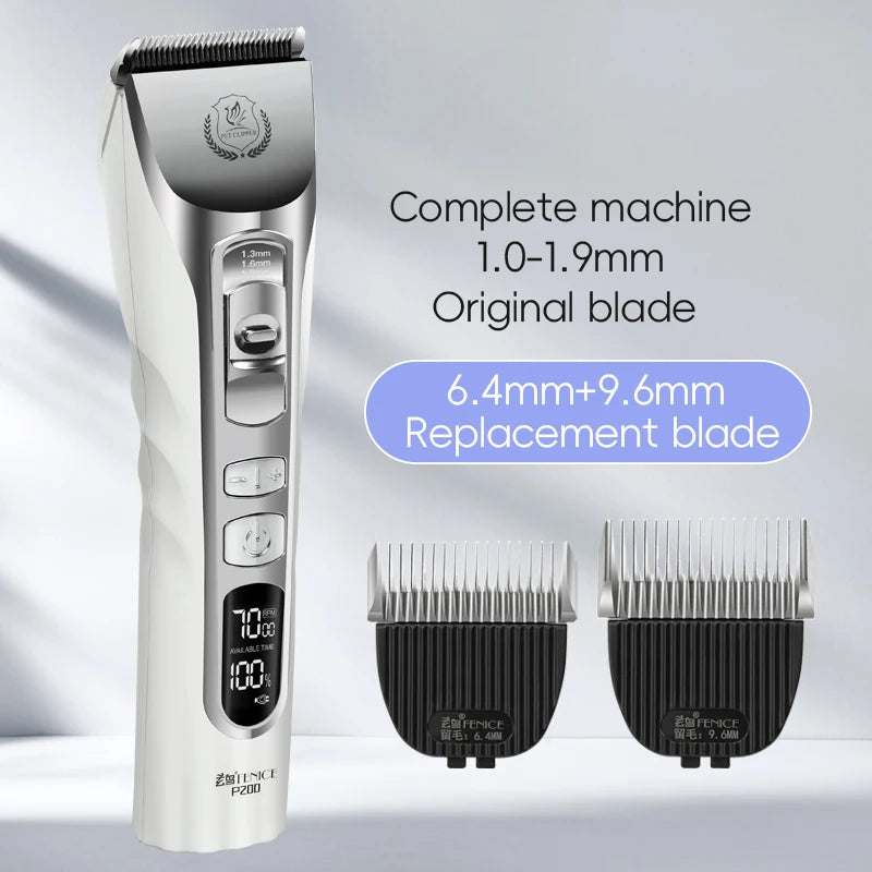 Fenice New Upgrade 5000mA Capacity Cordless LCD Screen Pets Dog Grooming Clippers Rechargeable Haircut Shaver for Trimming Salon
