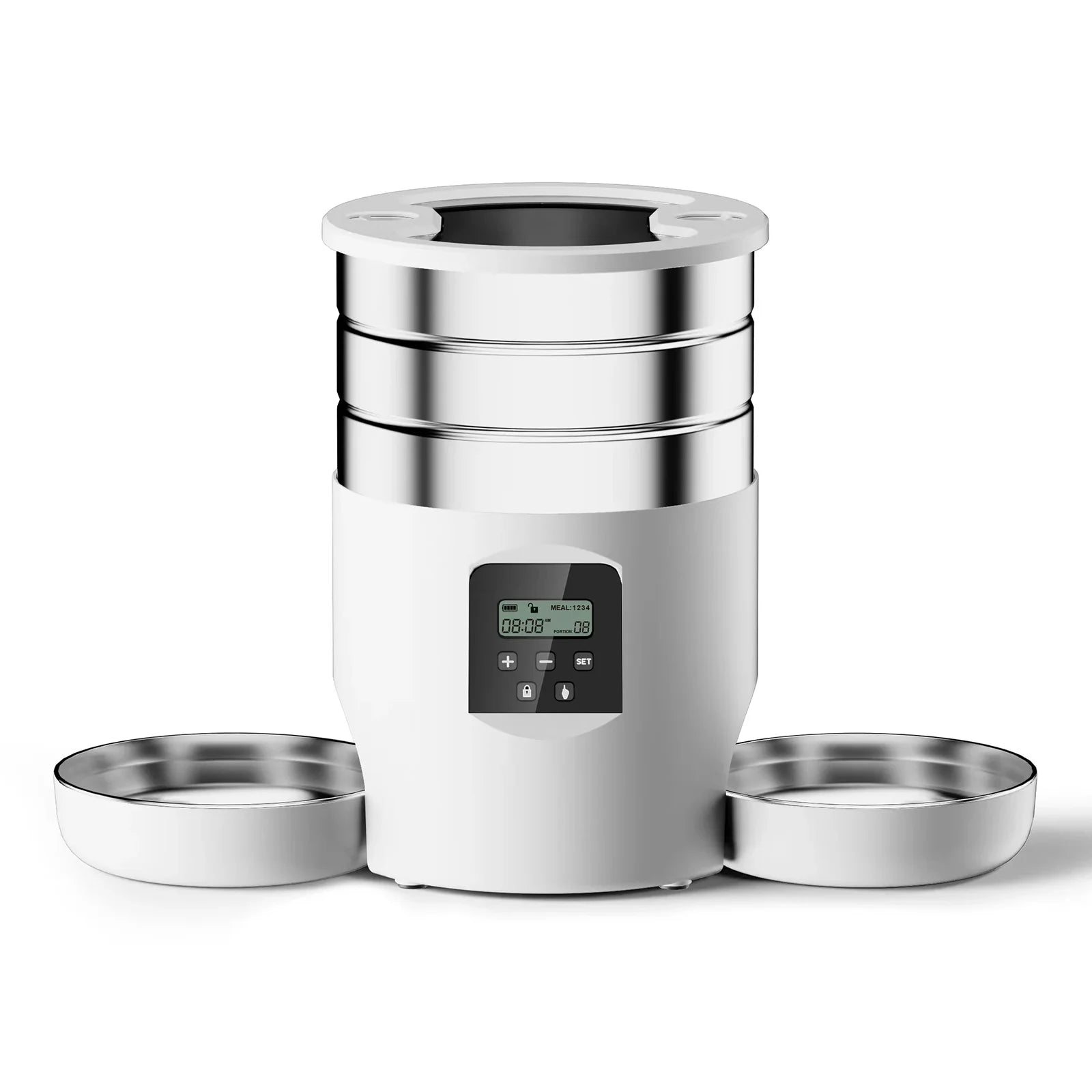 4.5L Automatic Cat Feeder With WiFi Button Smart Pet Cat/Dogs Food Dispenser Two Stainless Steel Bowls Feeder Pet Supplies