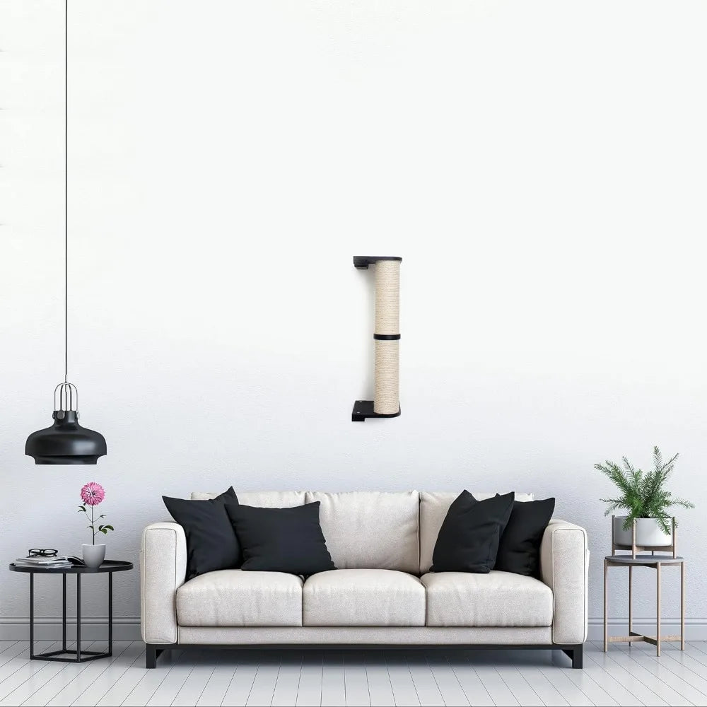 2-layer Cat Wall Scratching Post Tree for Cats Scratcher Bamboo and Sisal Cat Scratching Posts All Castle Towers Scratchers Pet