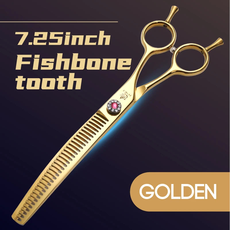 Fenice Professional JP440c 7 inch High quality Pet dog Grooming Scissors Curved thinning Shears Chunker Thinner Scissors