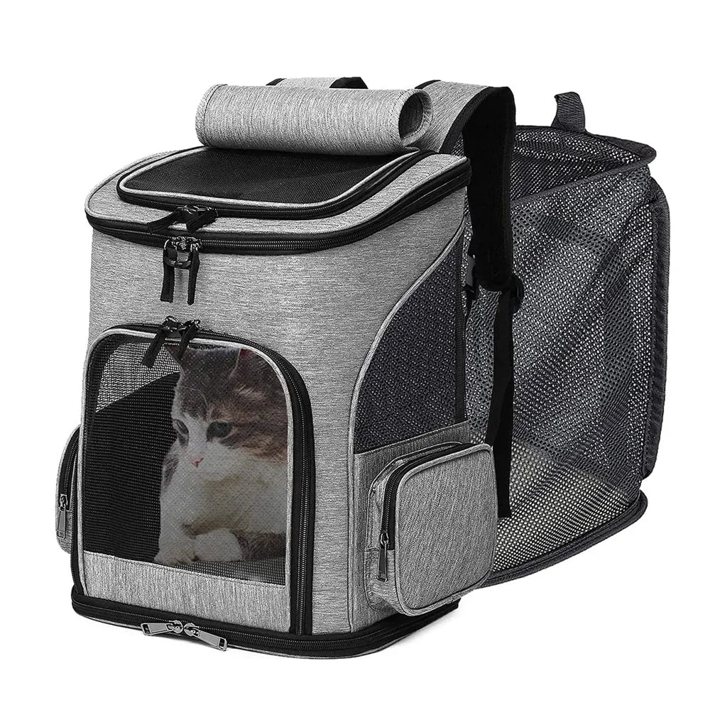Foldable Expandable Pet Backpack Breathable Mesh Large Capacity for Cats Dogs Outdoor Travel Hiking Carrier