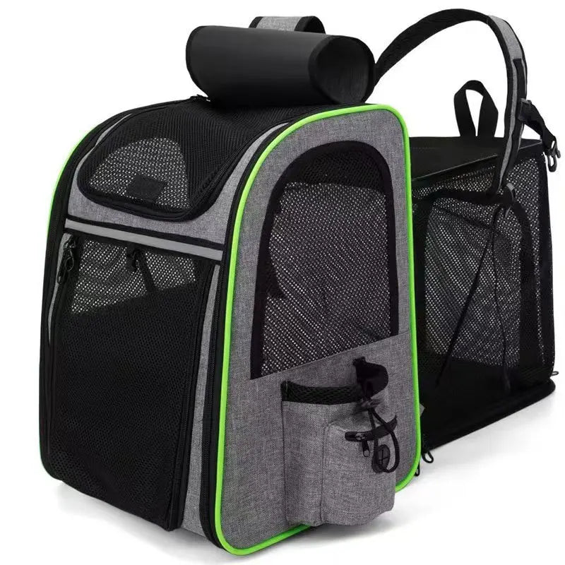 Pet Backpack Portable Breathable Outdoor Foldable Expandable Cat & Dog Backpack Large Capacity Oxford Cloth Cat Carrying Bag