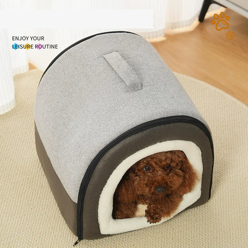 Warm Dog House Detachable Pet Sleeping Bed for Small Medium Dogs Cats Soft Non-slip Dog Kennel Puppy Kitten Nest Pet Supplies