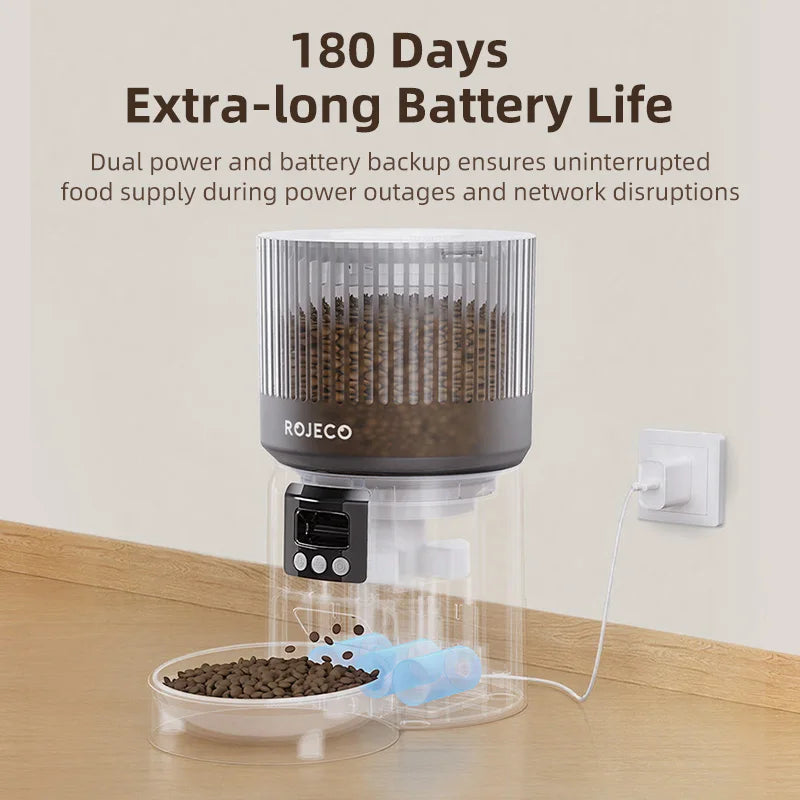 ROJECO Automatic Cat Feeder With 1080P HD Camera Video Smart Cat Food Dispenser WIFI Remote Control Auto Pet Feeder For Cat Dog