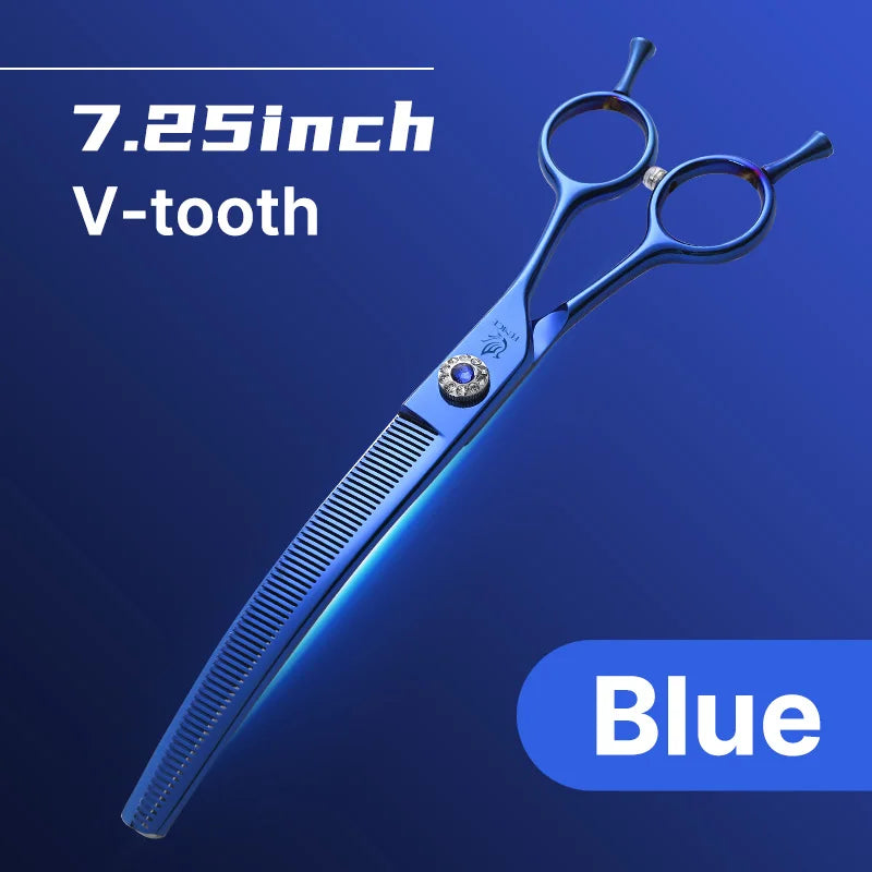 Fenice Professional JP440c 7 inch High quality Pet dog Grooming Scissors Curved thinning Shears Chunker Thinner Scissors