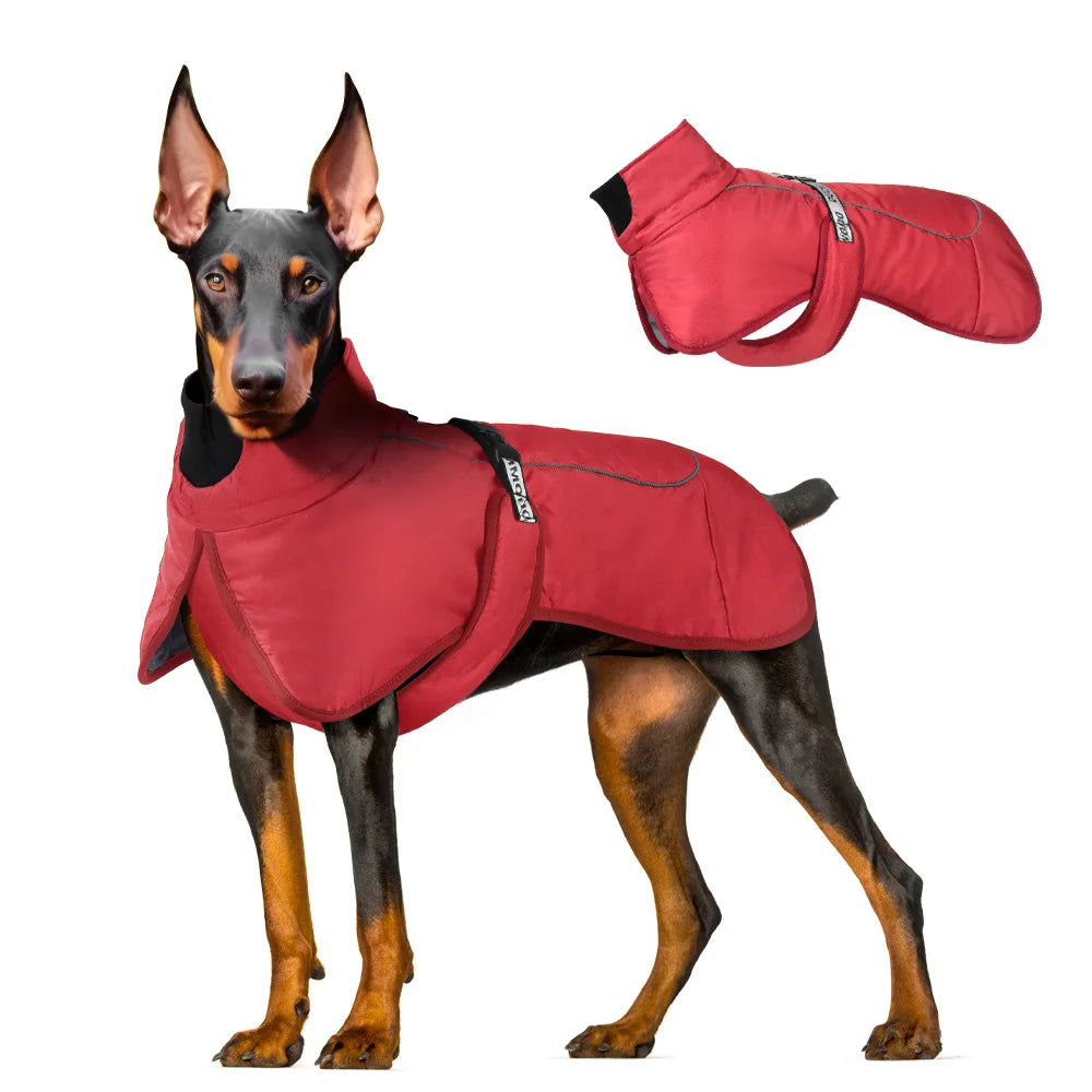 Dog Winter Coat, Waterproof Warm Jacket with Harness Built in, Reflective Cold Weather Doggie Vest, Windproof Turtleneck Pet