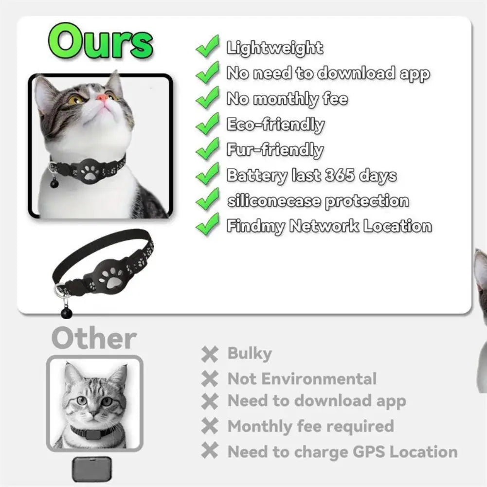 Cat Smart GPS Trackers Collar Anti-Lost Kitten Waterproof Tracker Dog Adjustable Safety Buckle Reflective GPS Collar Accessories