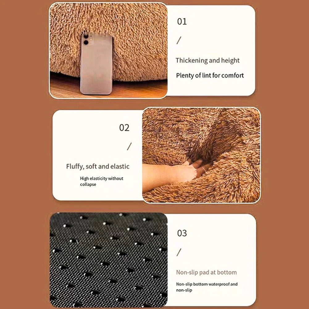 43 Inch Winter Fluffy Dog Bed with Removable Cover Large Pet Products Small Sofa Baskets Pets Kennel Mat Puppy Cats Supplies Bas