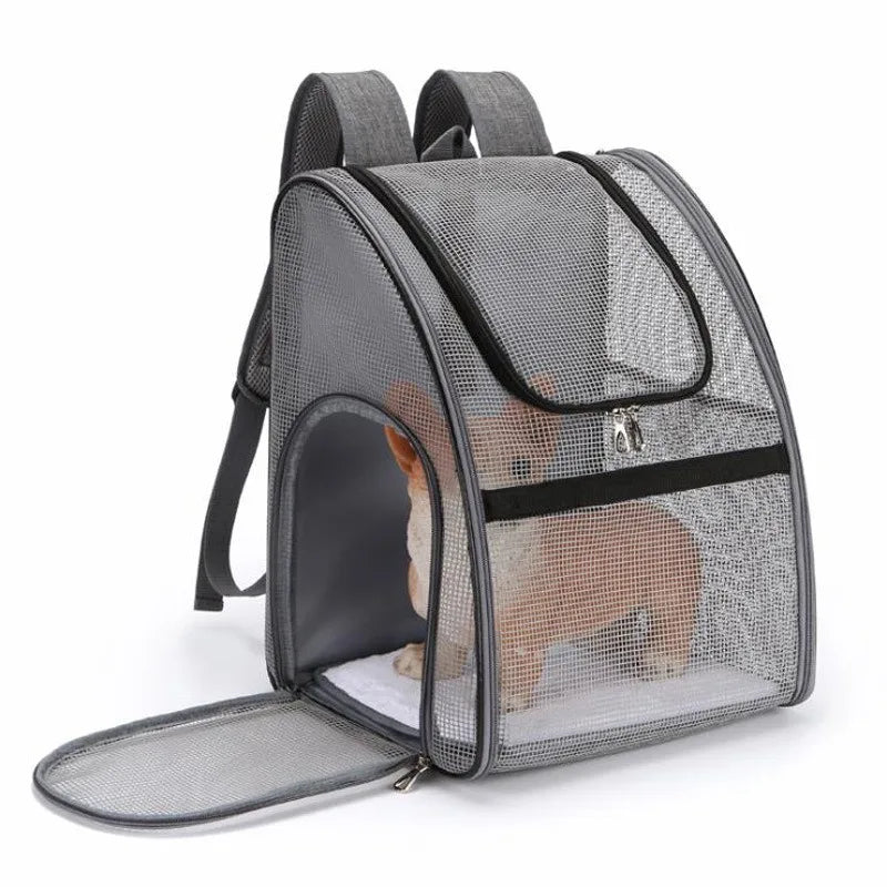 Pet backpack dog cat small dog out wire fully transparent backpack portable foldable backpack breathable pet supplies