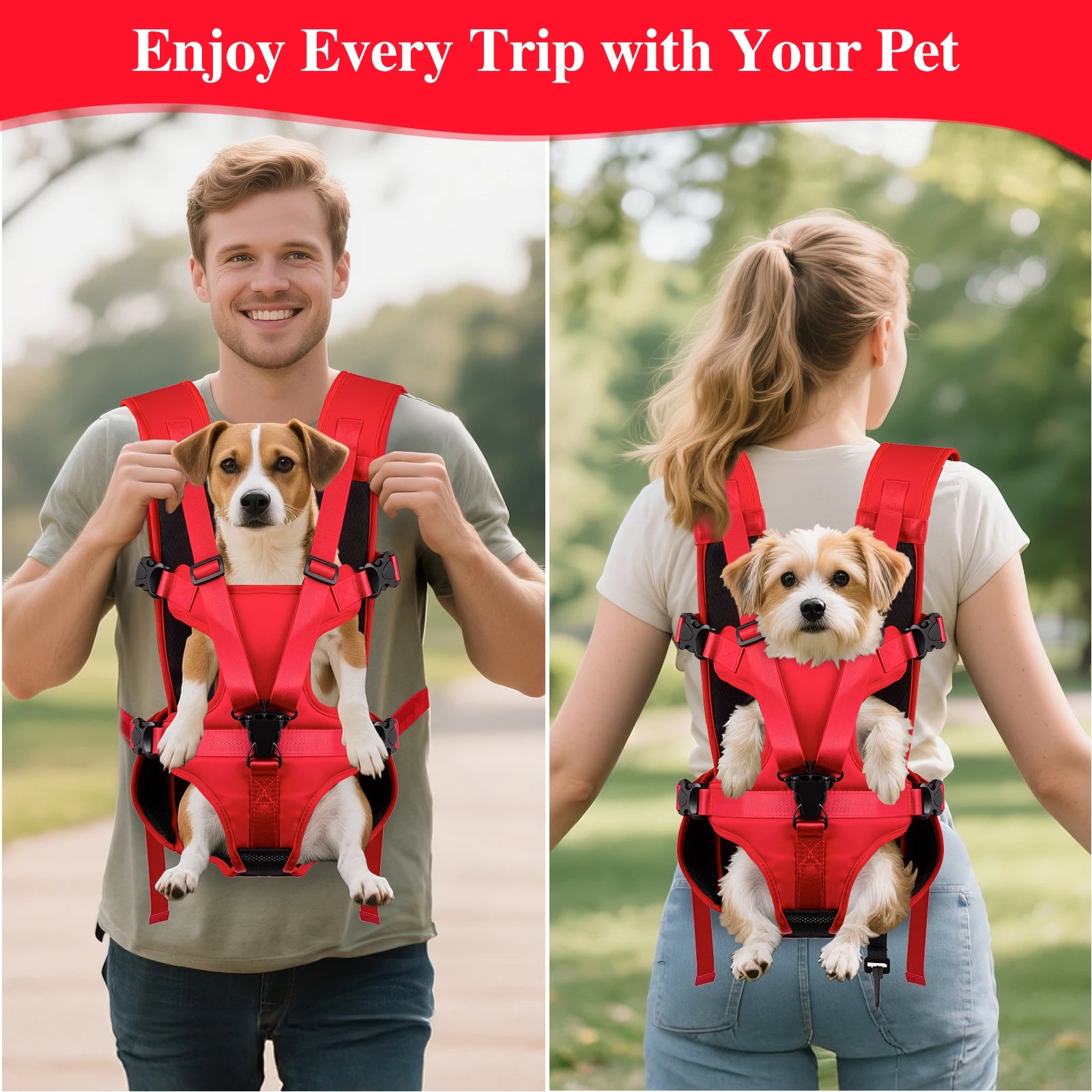 Dog Front Carrier Backpack, Adjustable Dog Chest Carrier Backpack,Dog Carriers for Small Dogs & Cats Hiking Camping Travel