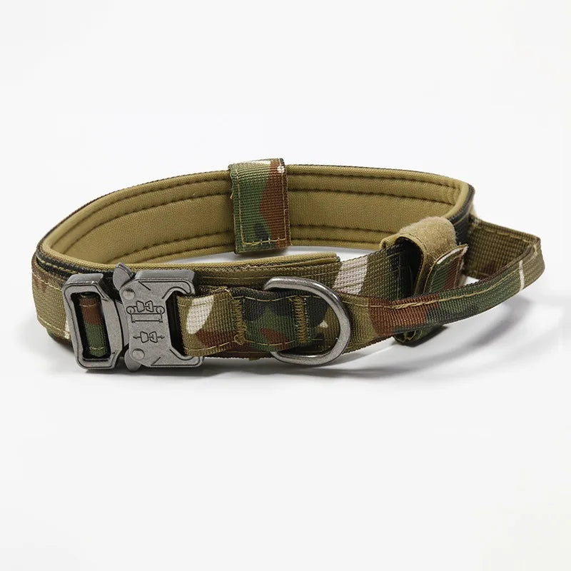 Tactical Dog Collar Adjustable Military Training Nylon Dog Collar with Control Handle Heavy Quick-Release Metal Buckle for Dogs