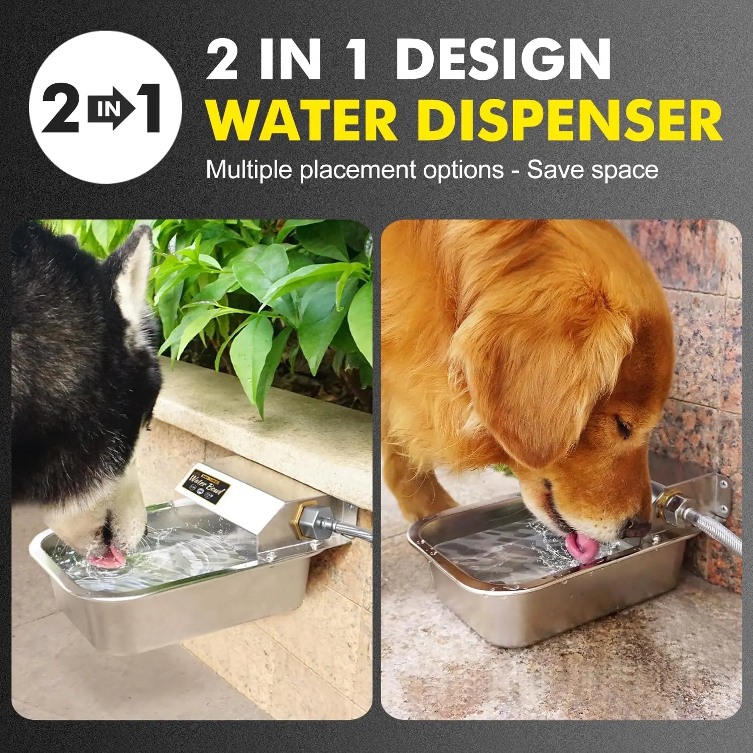 Automatic Water Dispenser for Dogs, Patented 3L Outdoor Dog Drinking Water Bowl, Stainless Steel Waterer Feeder Suitable for
