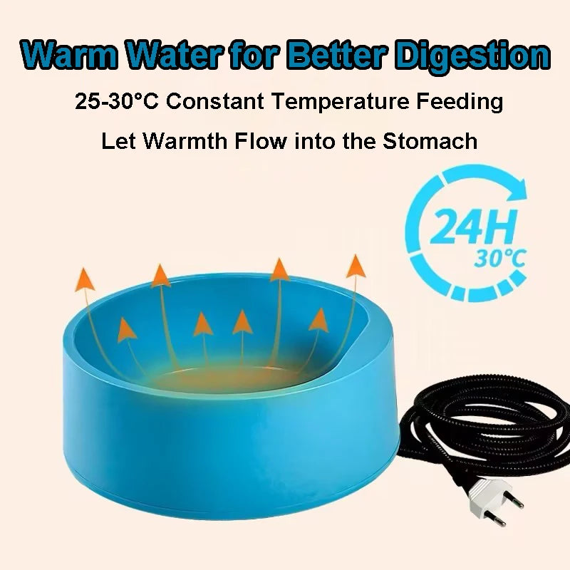 Heated Water Bowl 2.5 L/84.53 Oz Heated Pet Water Bowl Outdoor Heated Dog Dish Provides Drinkable Water in Winter for Dog & Cat