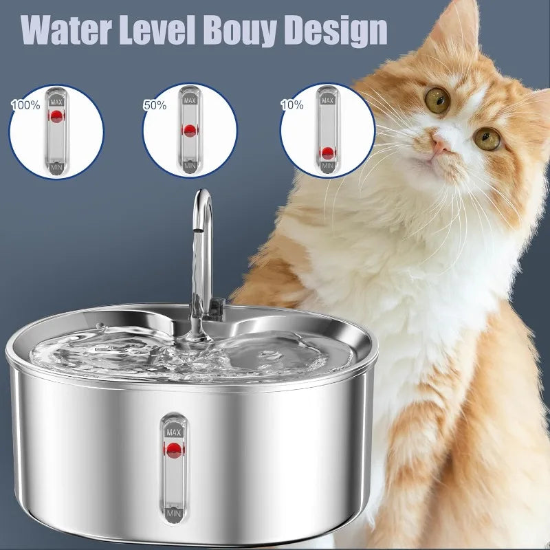 3.2L Stainless Steel Pet Water Feeder Automatic Cat Water Fountain with Sensor for Cat Dog Filter Fountain Smart Drinking Bowl