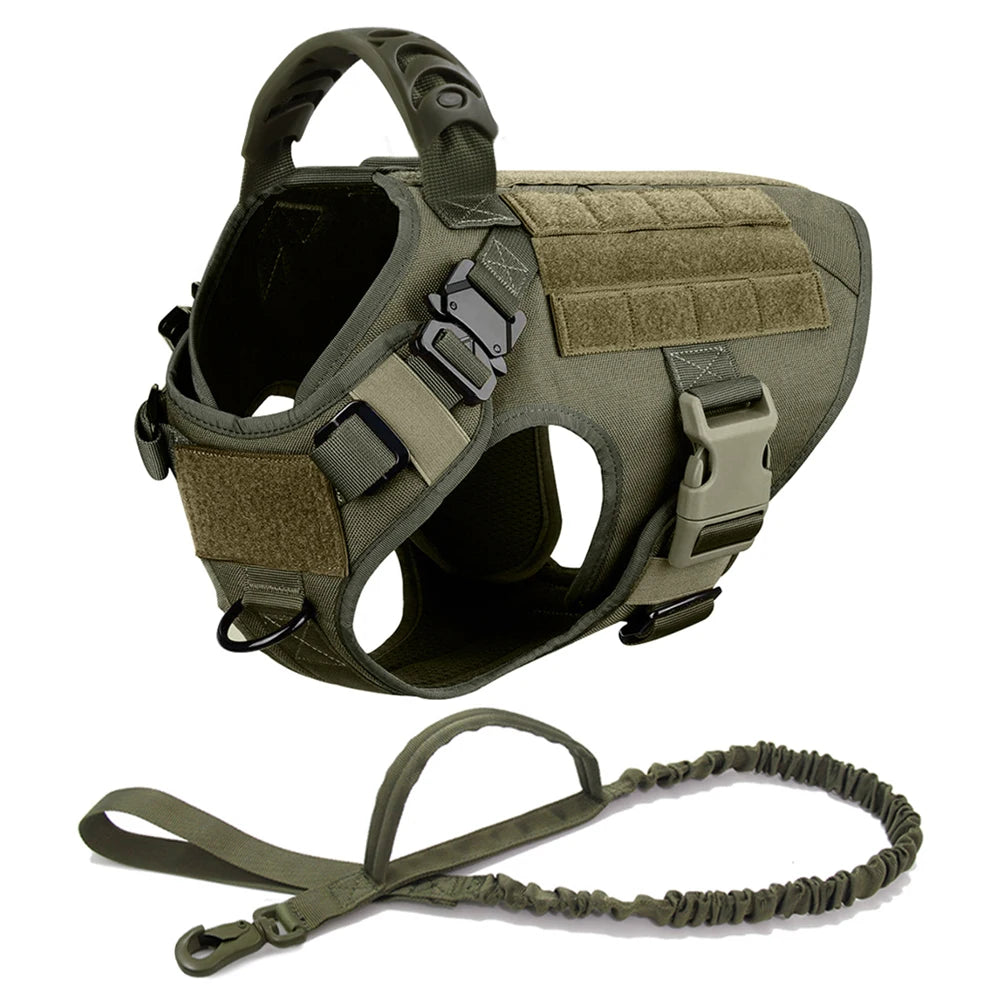 Large Dog Collar Military Dog Harness Leash Molle Pouches Pet Training Vest Tactical German Shepherd Harnesses Dogs Accessories