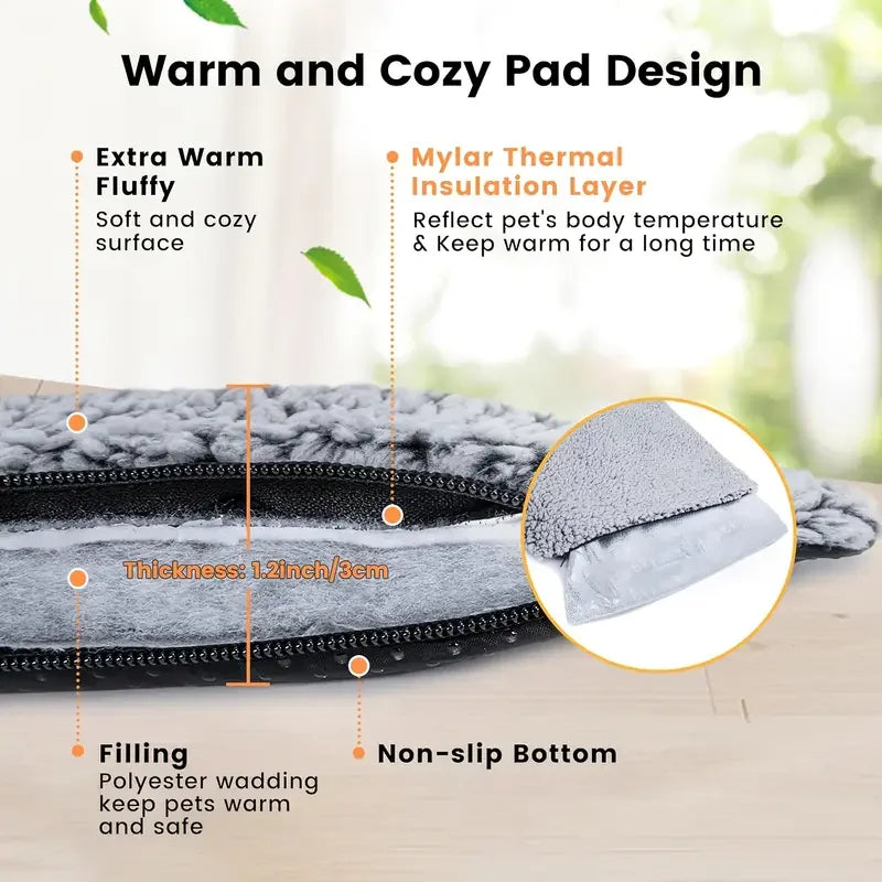 Winter Self-Heating Pet Pad Blanket for Dogs Cats, No Electricity Thermal Mat with Anti-Slip BottomWarm Cushion for Puppy Kitten