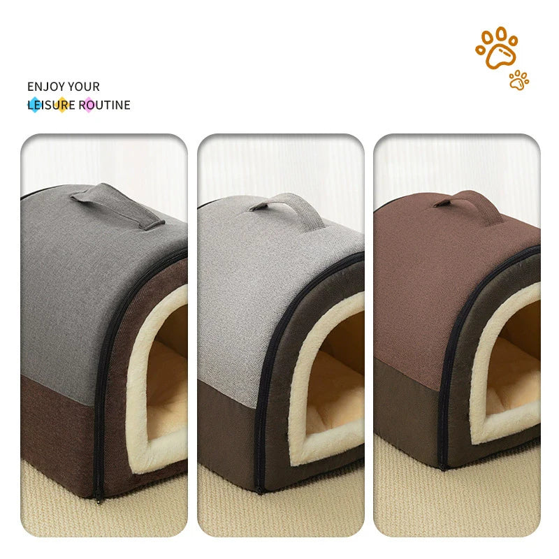 Warm Dog House Detachable Pet Sleeping Bed for Small Medium Dogs Cats Soft Non-slip Dog Kennel Puppy Kitten Nest Pet Supplies