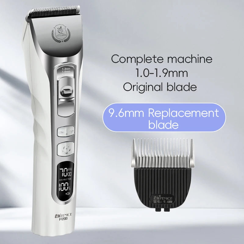 Fenice New Upgrade 5000mA Capacity Cordless LCD Screen Pets Dog Grooming Clippers Rechargeable Haircut Shaver for Trimming Salon