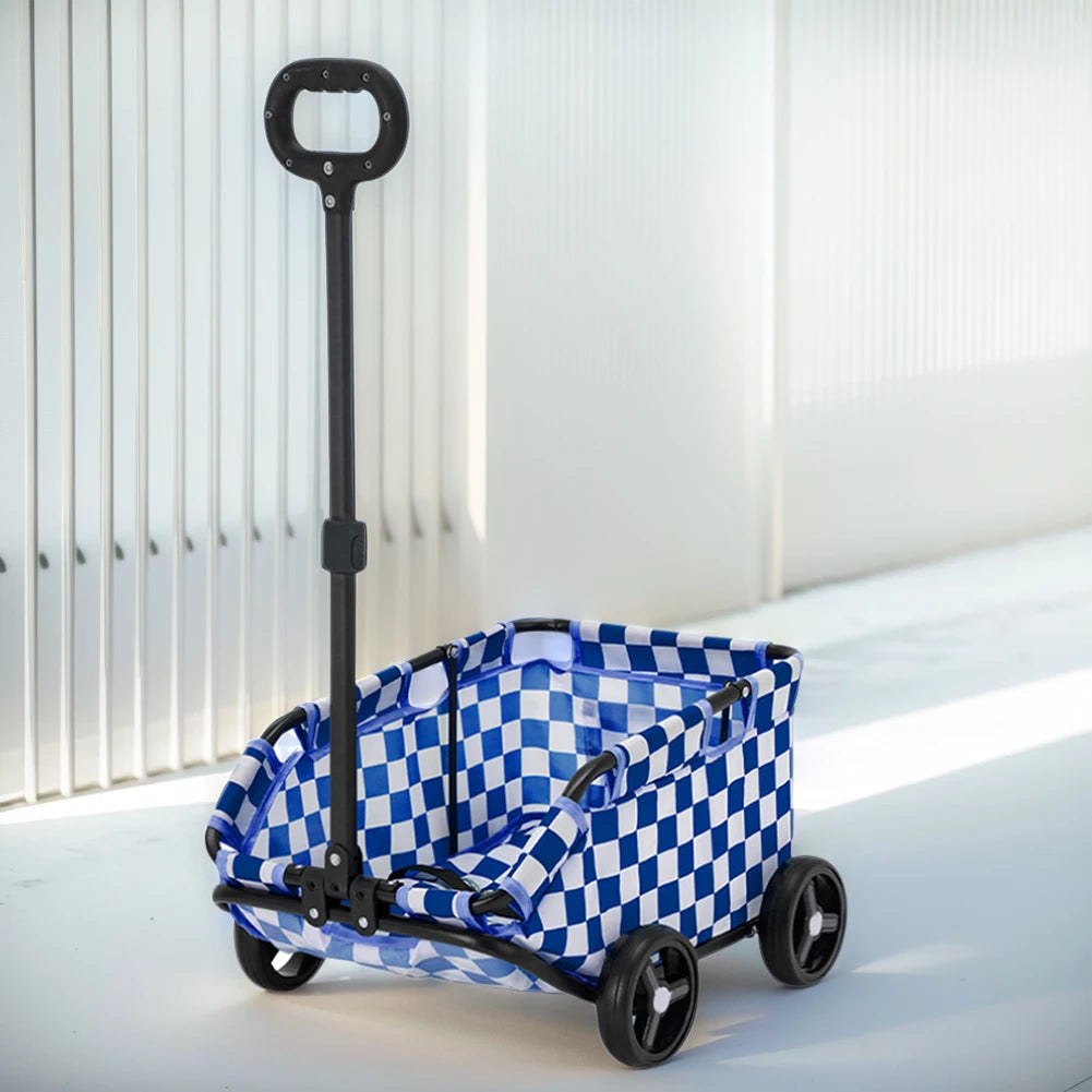 Folding Travel Pet Cart 4 Wheels Rolling Cat Carrier Pet Carriage Lightweight Folding Trolley for Travelling Shopping Walking