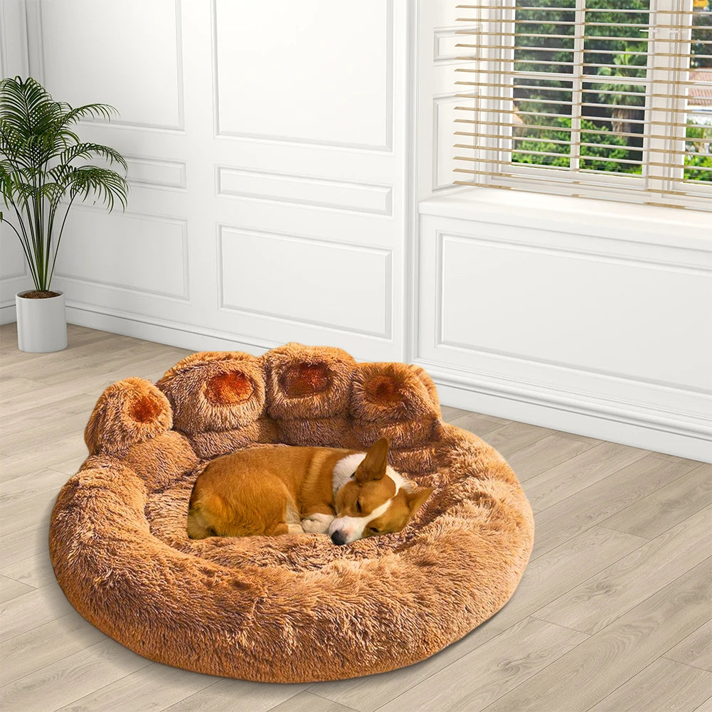 43 Inch Winter Fluffy Dog Bed with Removable Cover Large Pet Products Small Sofa Baskets Pets Kennel Mat Puppy Cats Supplies Bas