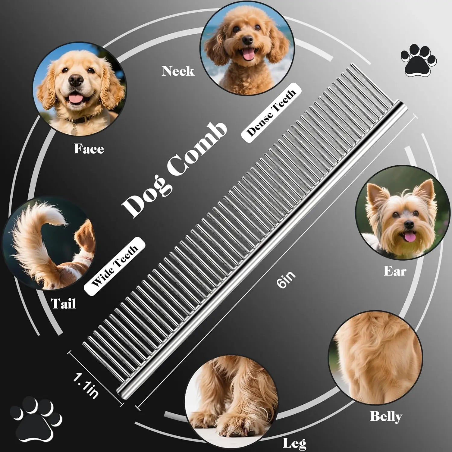 Professional 4 in 1 Dog & Cat Grooming scissors Includes Straight Curved Thinning Scissors and Comb - Premium Pet Supplies