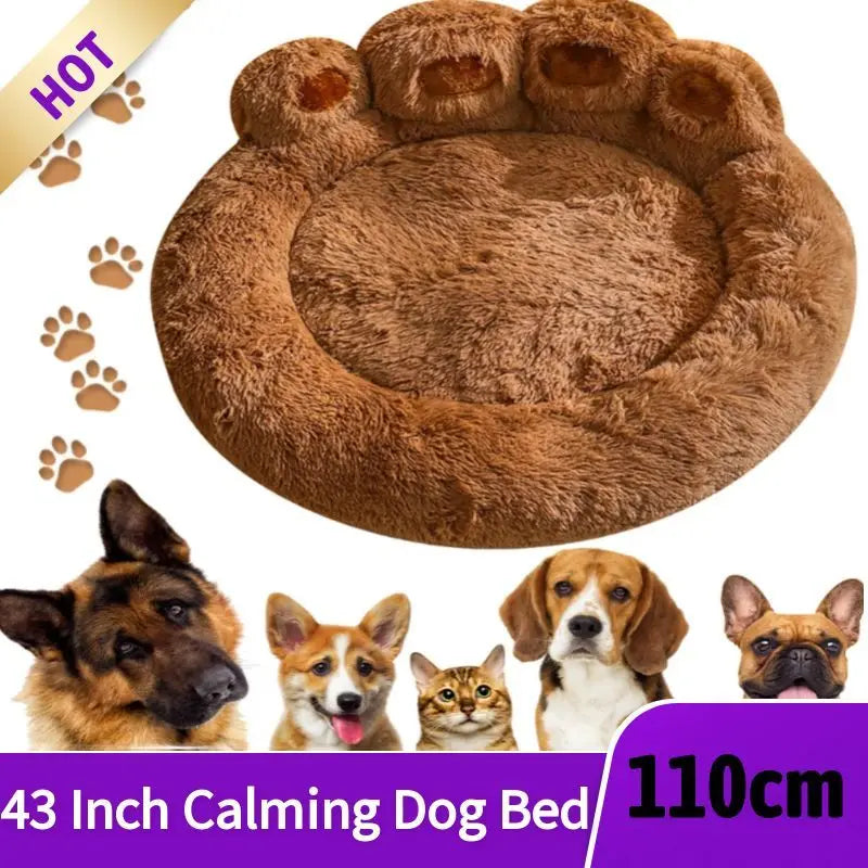 43 Inch Winter Fluffy Dog Bed with Removable Cover Large Pet Products Small Sofa Baskets Pets Kennel Mat Puppy Cats Supplies Bas