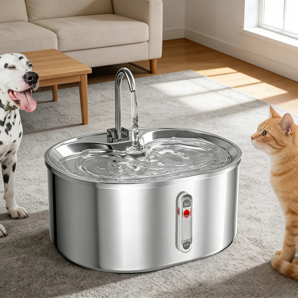 3.2L Stainless Steel Pet Water Feeder Automatic Cat Water Fountain with Sensor for Cat Dog Filter Fountain Smart Drinking Bowl