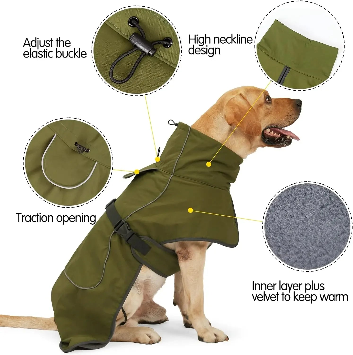 Winter Clothes for Dogs Windproof Vest Adjustable Clothes with Harness Cold Weather Waterproof Outfit for Small Medium Large Dog