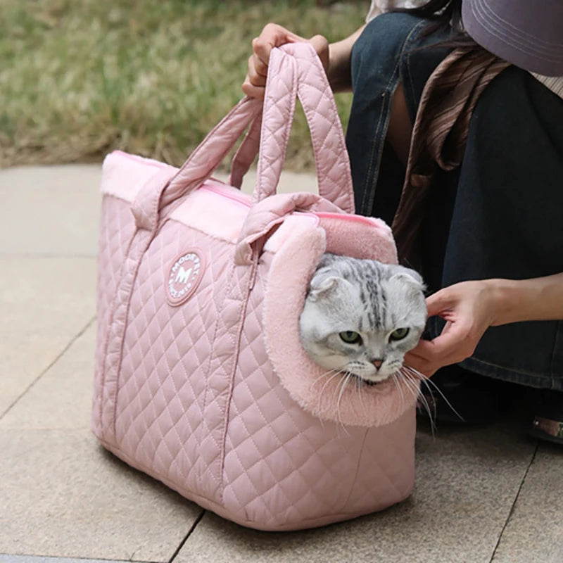 Winter Warm Pet Cat Backpack Thickened Plush Cat Backpack Shoulder Bag