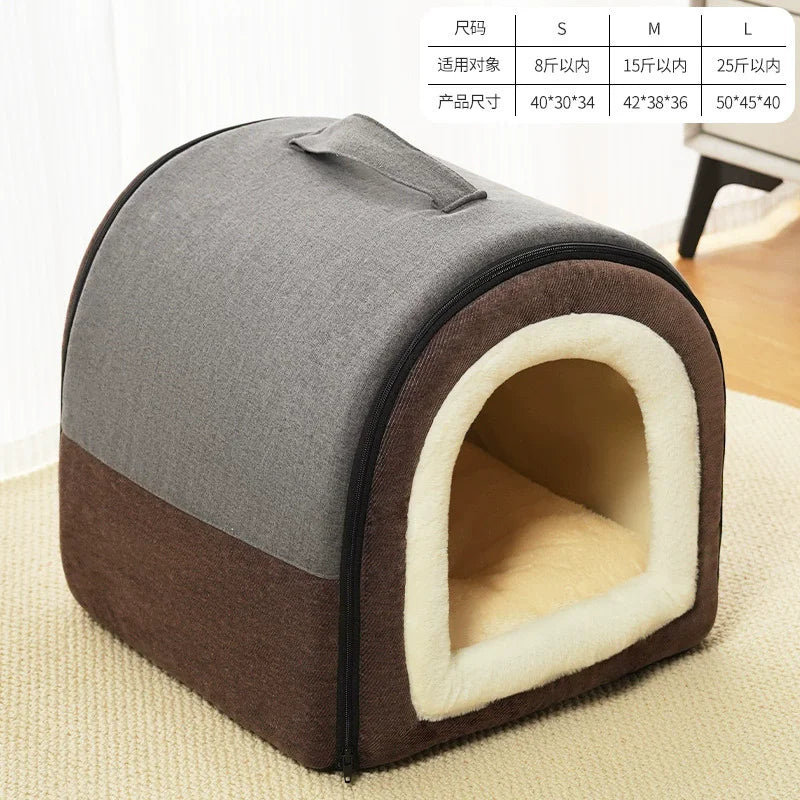 Warm Dog House Detachable Pet Sleeping Bed for Small Medium Dogs Cats Soft Non-slip Dog Kennel Puppy Kitten Nest Pet Supplies