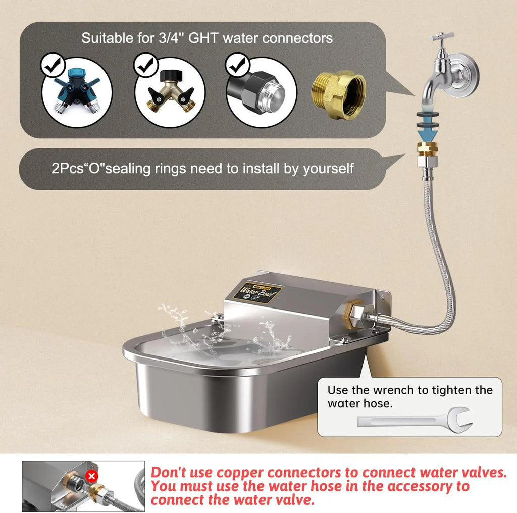 Automatic Water Dispenser for Dogs, Patented 3L Outdoor Dog Drinking Water Bowl, Stainless Steel Waterer Feeder Suitable for