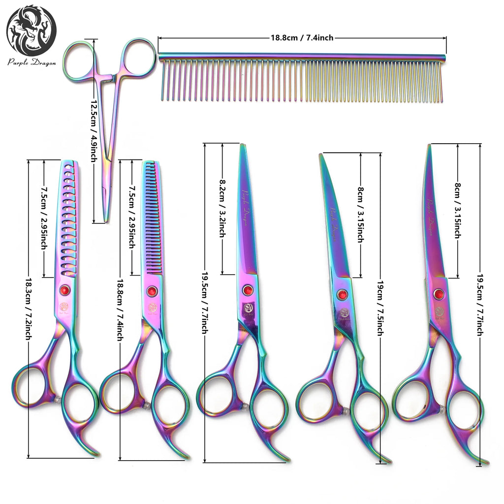 Pet Grooming Scissors Set - Professional Dog & Cat Grooming, Stainless Steel, Sharp, Multi-Piece, Ergonomic Handle, Durable Trim