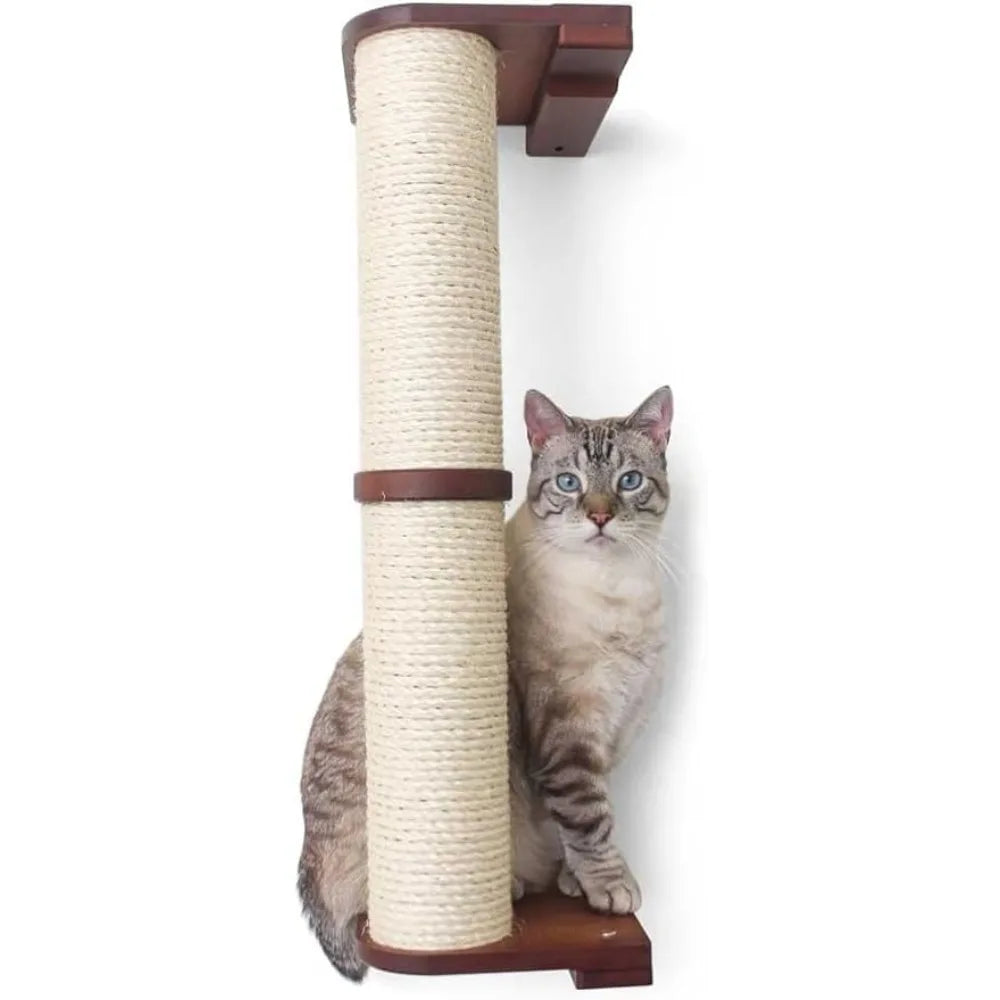 2-layer Cat Wall Scratching Post Tree for Cats Scratcher Bamboo and Sisal Cat Scratching Posts All Castle Towers Scratchers Pet