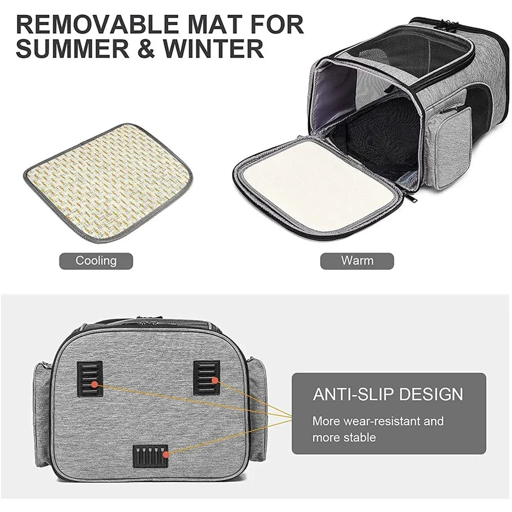 Foldable Expandable Pet Backpack Breathable Mesh Large Capacity for Cats Dogs Outdoor Travel Hiking Carrier