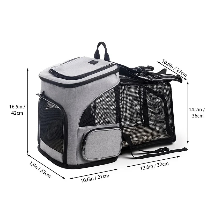 Pet Supplies Out Puppy Backpack Expandable Pet Bag Large Capacity Breathable Portable Cat Backpack Foldable Dog Bag