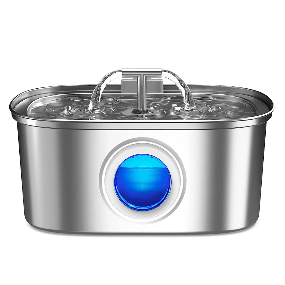 3.2L/108oz Automatic Cat Water Fountain Stainless Steel Square Dual Outlet Pet Water Feeder Cats Dogs Silent Water Dispenser
