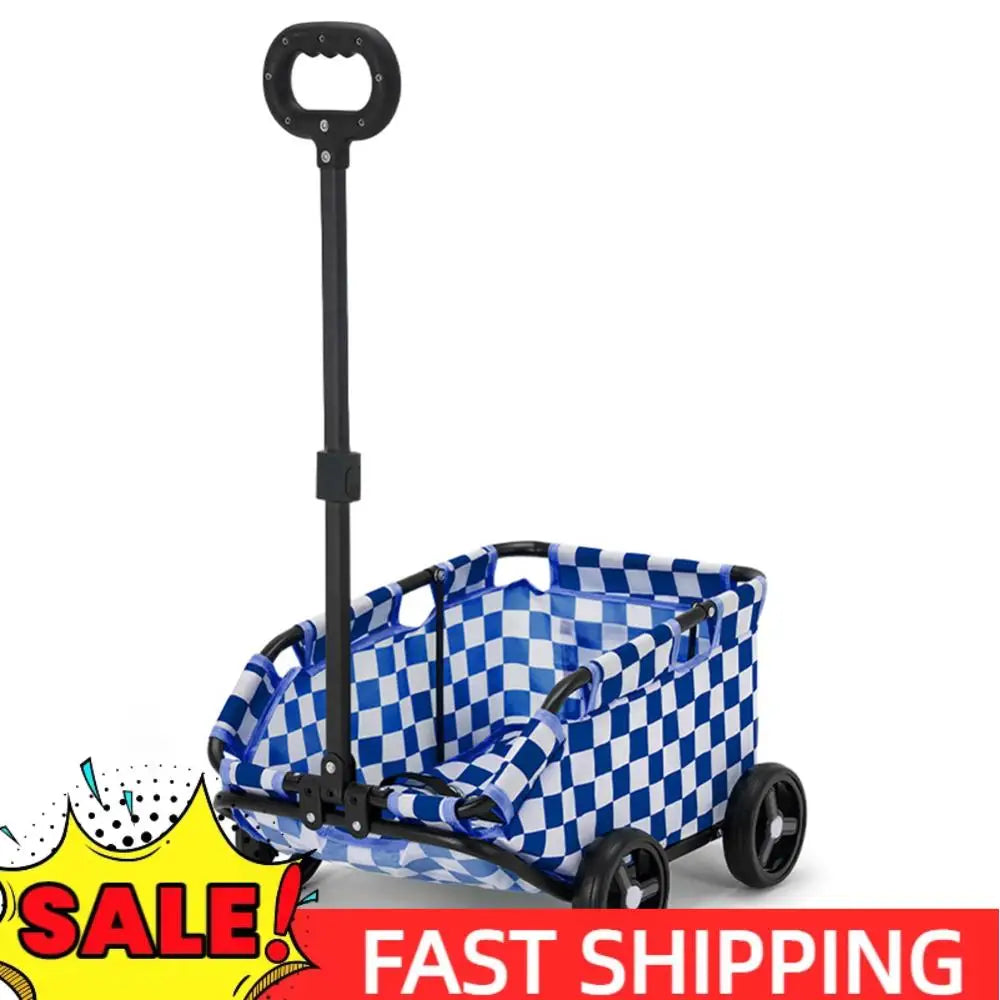 Folding Travel Pet Cart 4 Wheels Rolling Cat Carrier Pet Carriage Lightweight Folding Trolley for Travelling Shopping Walking