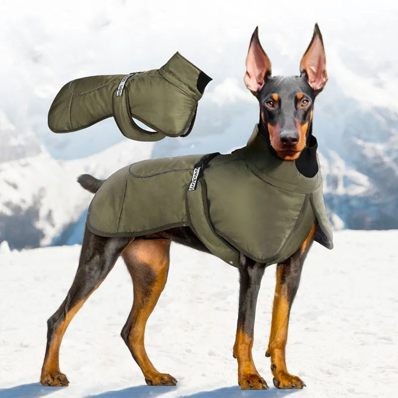 Dog Winter Coat, Waterproof Warm Jacket with Harness Built in, Reflective Cold Weather Doggie Vest, Windproof Turtleneck Pet