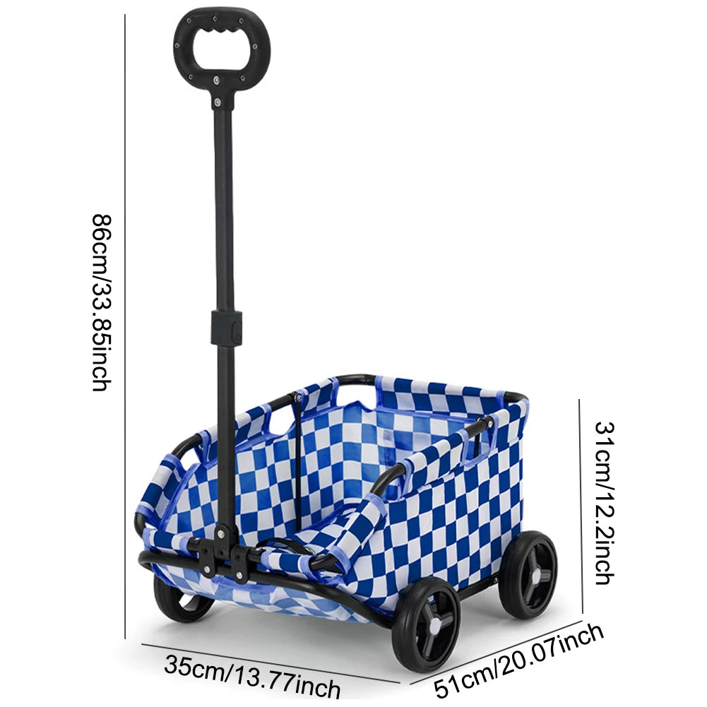 Folding Travel Pet Cart 4 Wheels Rolling Cat Carrier Pet Carriage Lightweight Folding Trolley for Travelling Shopping Walking