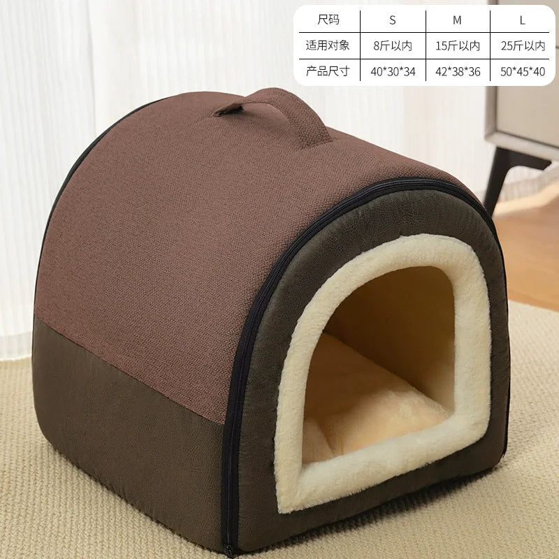 Warm Dog House Detachable Pet Sleeping Bed for Small Medium Dogs Cats Soft Non-slip Dog Kennel Puppy Kitten Nest Pet Supplies
