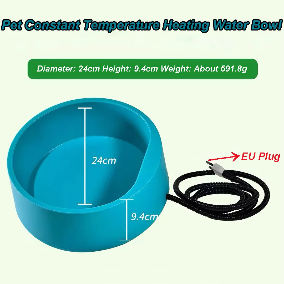 Heated Water Bowl 2.5 L/84.53 Oz Heated Pet Water Bowl Outdoor Heated Dog Dish Provides Drinkable Water in Winter for Dog & Cat
