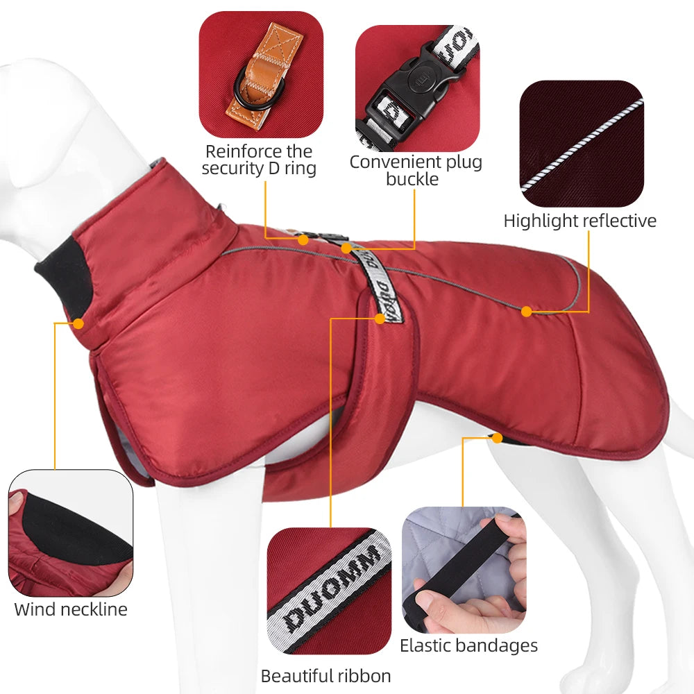 Dog Winter Coat, Waterproof Warm Jacket with Harness Built in, Reflective Cold Weather Doggie Vest, Windproof Turtleneck Pet