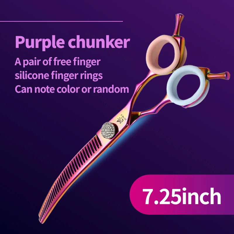 Fenice Professional JP440c 7 inch High quality Pet dog Grooming Scissors Curved thinning Shears Chunker Thinner Scissors