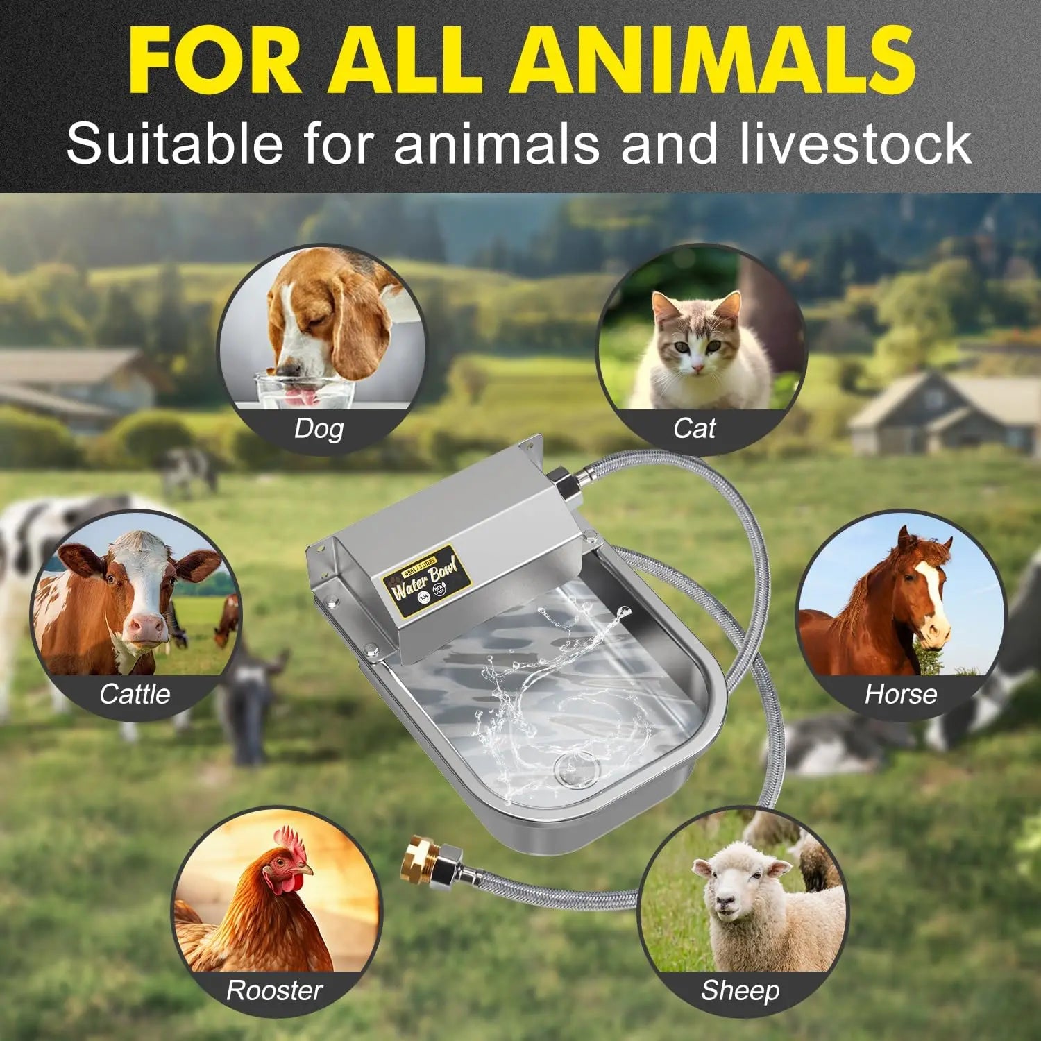 Automatic Water Dispenser for Dogs, Patented 3L Outdoor Dog Drinking Water Bowl, Stainless Steel Waterer Feeder Suitable for