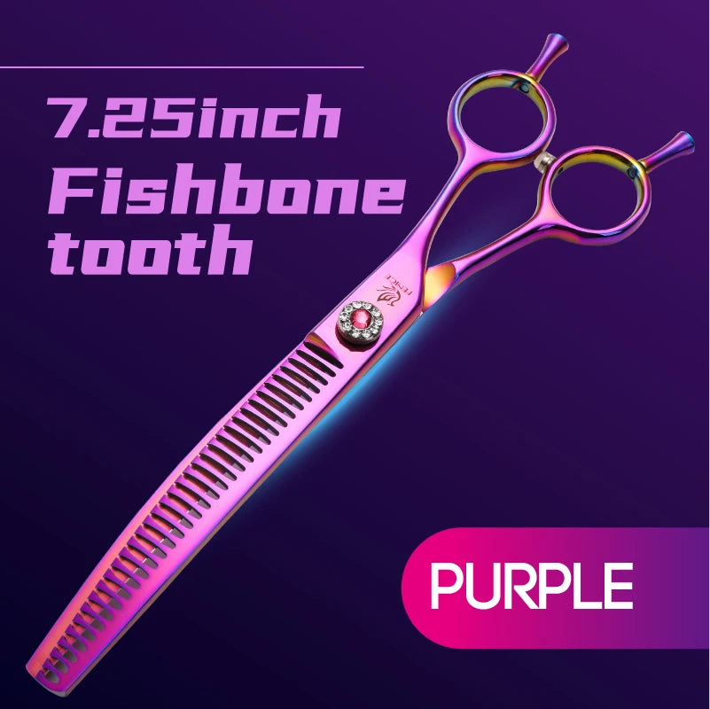 Fenice Professional JP440c 7 inch High quality Pet dog Grooming Scissors Curved thinning Shears Chunker Thinner Scissors