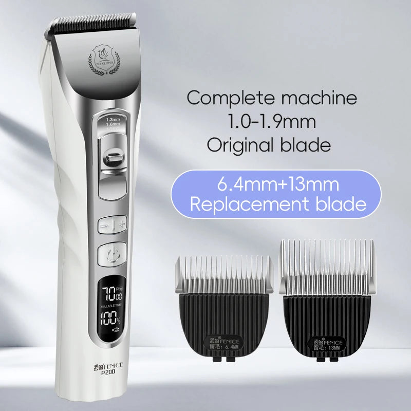 Fenice New Upgrade 5000mA Capacity Cordless LCD Screen Pets Dog Grooming Clippers Rechargeable Haircut Shaver for Trimming Salon