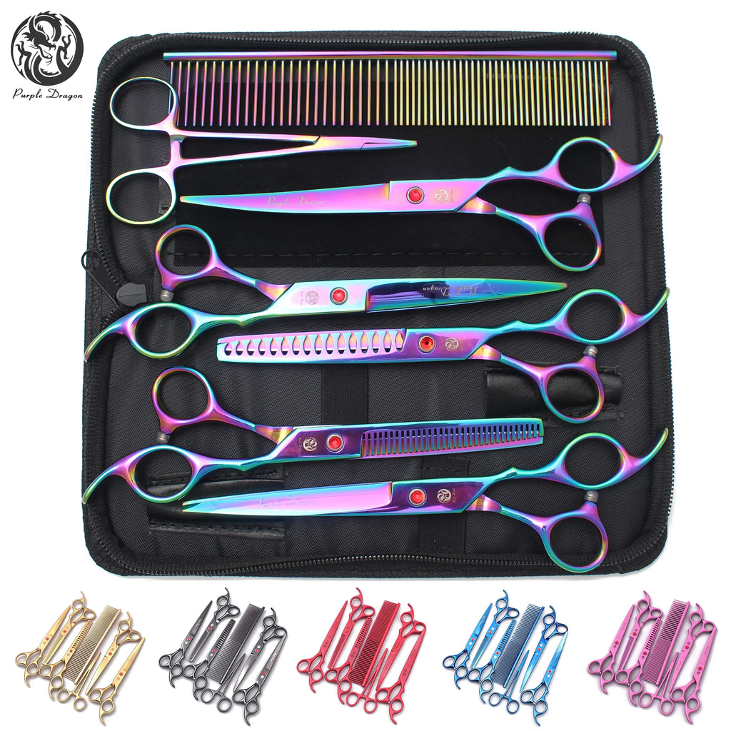 Pet Grooming Scissors Set - Professional Dog & Cat Grooming, Stainless Steel, Sharp, Multi-Piece, Ergonomic Handle, Durable Trim